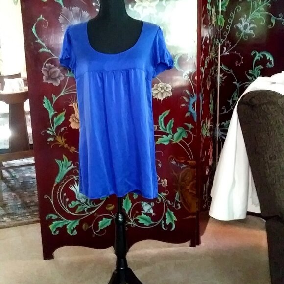 Gorgeous Royal Blue Kenneth Cole Reaction Silk Mini Dress Size 10 - Picture 1 of 16